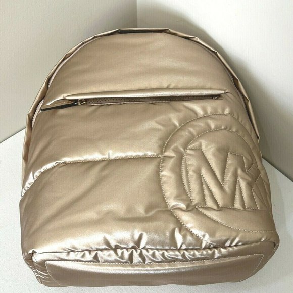 New Michael Kors Rae Medium Backpack Soft Quilted Polyester Rose Gold - Picture 2 of 5
